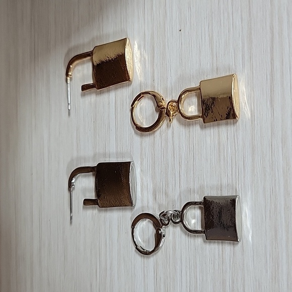 PADLOCK MISMATCHED EARRINGS, Choice of Color - Picture 9 of 10